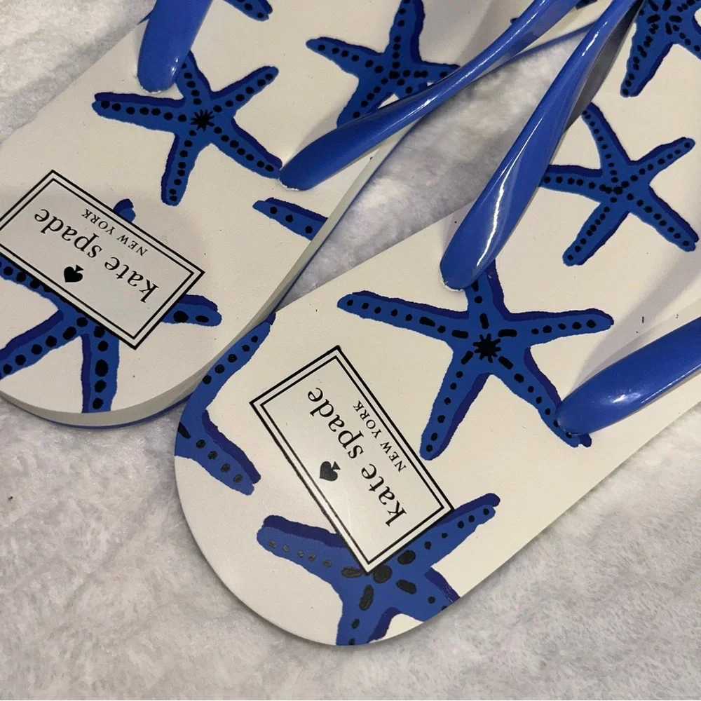 Kate Spade Starfish Print Flip Flops NWT - Picture 2 of 6